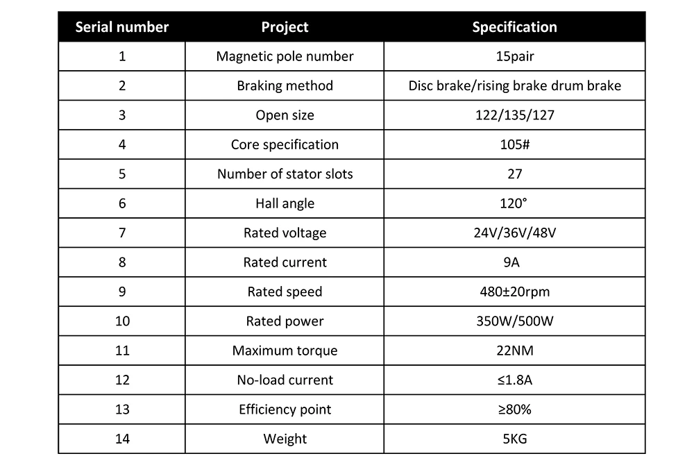 Excellent 14Inch Hub Motor 24V/36V/48V 350W/500W Electric Bicycle Brushless Non Gear DC Disc Brake/Rising Brake/Drum Brake Hub Motor 1