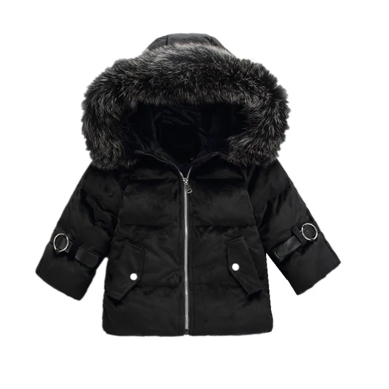 

2 to 8 years kids girls winter fur hooded velour down jacket & coat children fashion warm velvet down outwear clothing