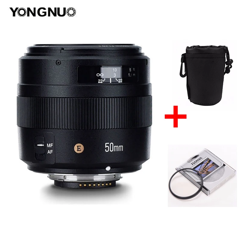 Светодиодная лампа для видеосъемки YONGNUO YN50MM F1.4N E Стандартный объектив с фиксированным фокусным расстоянием AF/MF объектив для Nikon D7500 D720 D7100 D7000 D5600 D5500 D5300 D5200 D5100 D5000 D3400 и т. д