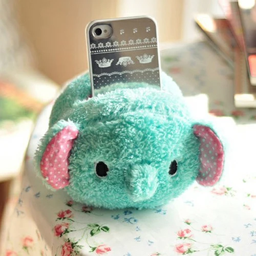 Cute Elephant Plush Phone Holder Cell Phone Seat Toys Desk Display