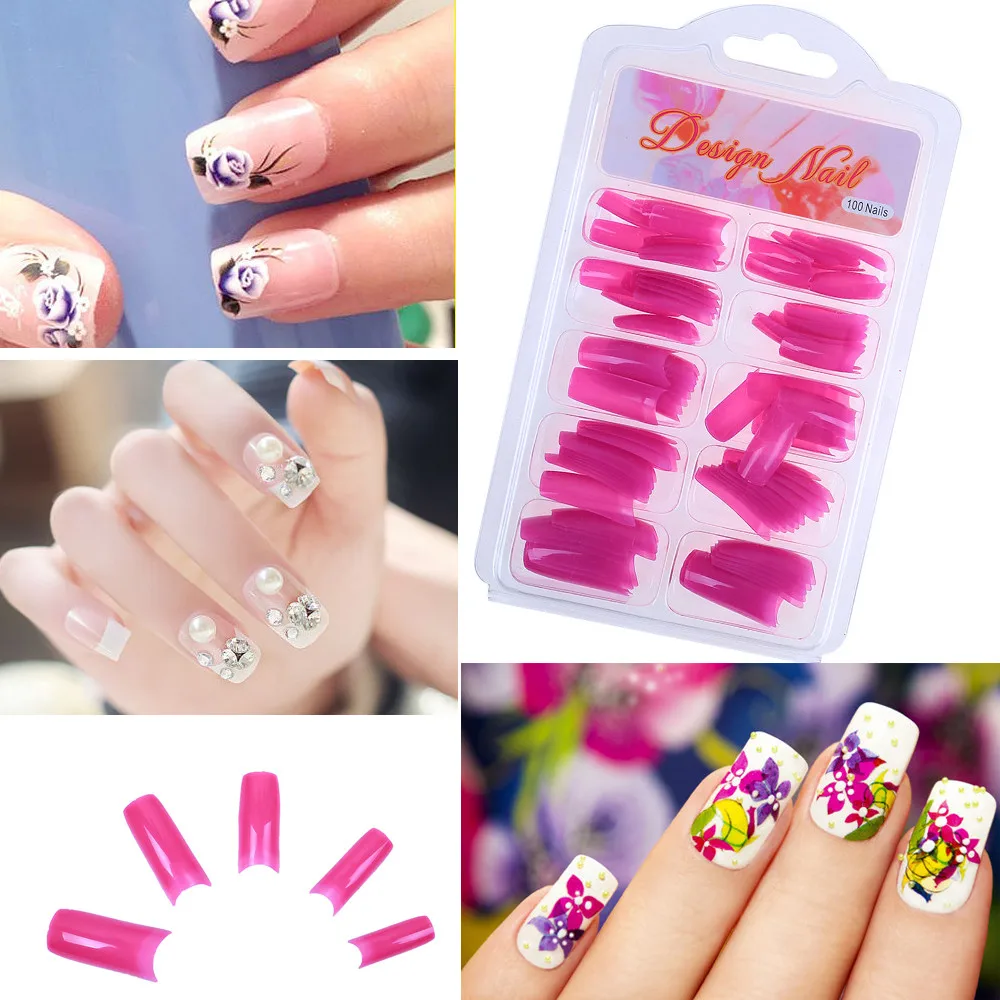 

100pcs DIY Clear Acrylic Nail False Fake Art Fingernail Full Tips Box Set Salon Nail Art Decorations Accessories