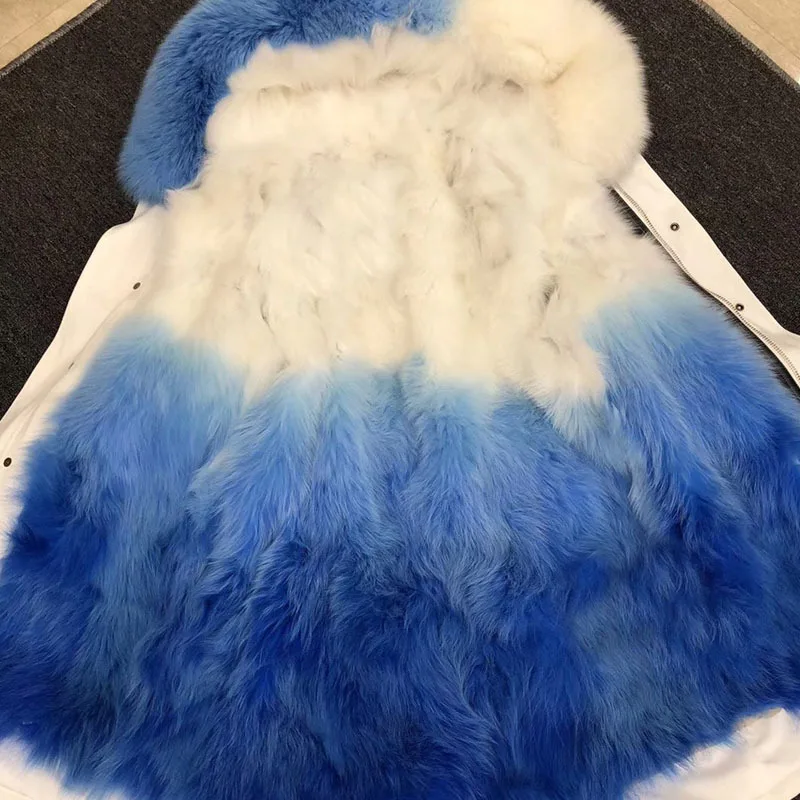 Manteau мужское зимнее большое натуральное роскошное пальто с градиентом лисы