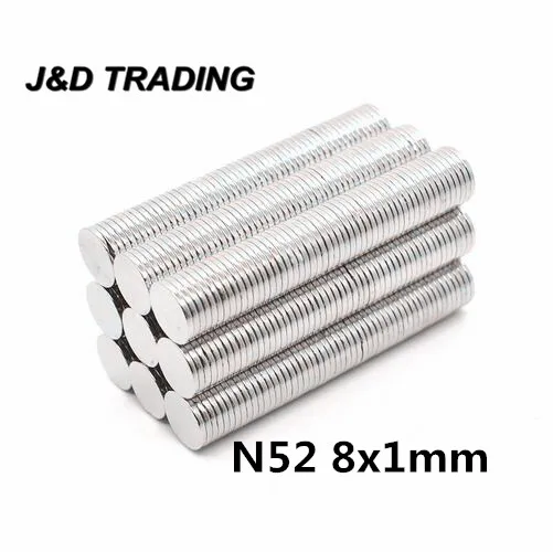 

100pcs/Lot 8x1mm Small Neodymium Magnets Thin Disk N52 Craft Refrigerator Reborn Diy Magnetic Materials 8 mm Diameter x 1 mm