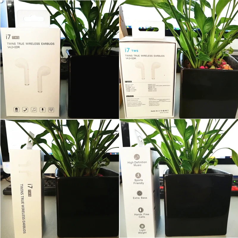 I7 TWS беспроводные bluetooth-наушники с зарядной коробкой Висячие Наушники стерео музыка наушник Спортивная bluetooth-гарнитура для Iphone Xiaomi