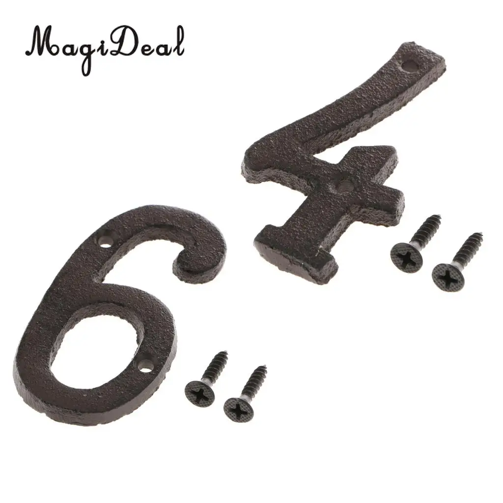 2pcs Rustic House Office Door Plaque Address Arabic Number Digit Plate Sign Plaque 4 6