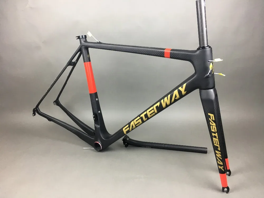 Discount classic design FASTERWAY PRO full black with no logo carbon road bike frameset:carbon Frame+Seatpost+Fork+Clamp+Headset,free ems 103