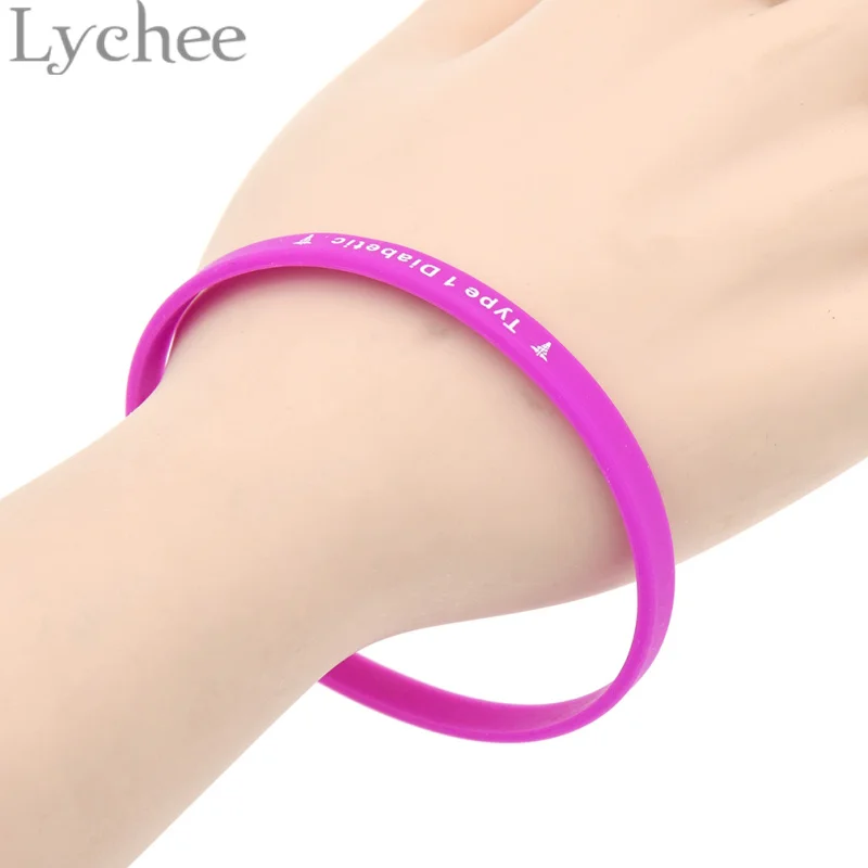 Lychee, медицинский силиконовый браслет, с надписью, тип 1, диабет, инсулин, зависимый, резиновый браслет, ювелирные изделия для мужчин и женщин