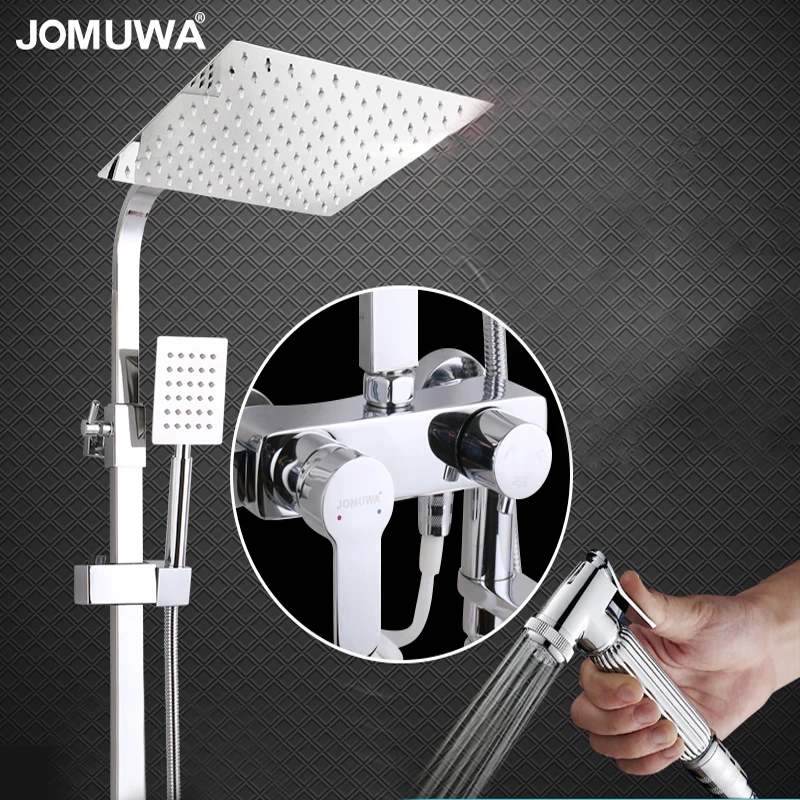 JOMUWA Brand New Chrome Shower Faucet Set Bath Tub Shower Mixers with