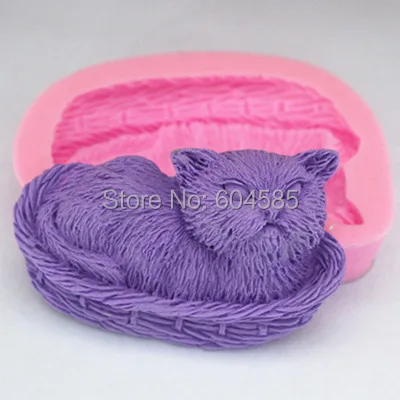 

cat fondant cake molds soap chocolate mould for the kitchen baking FM079