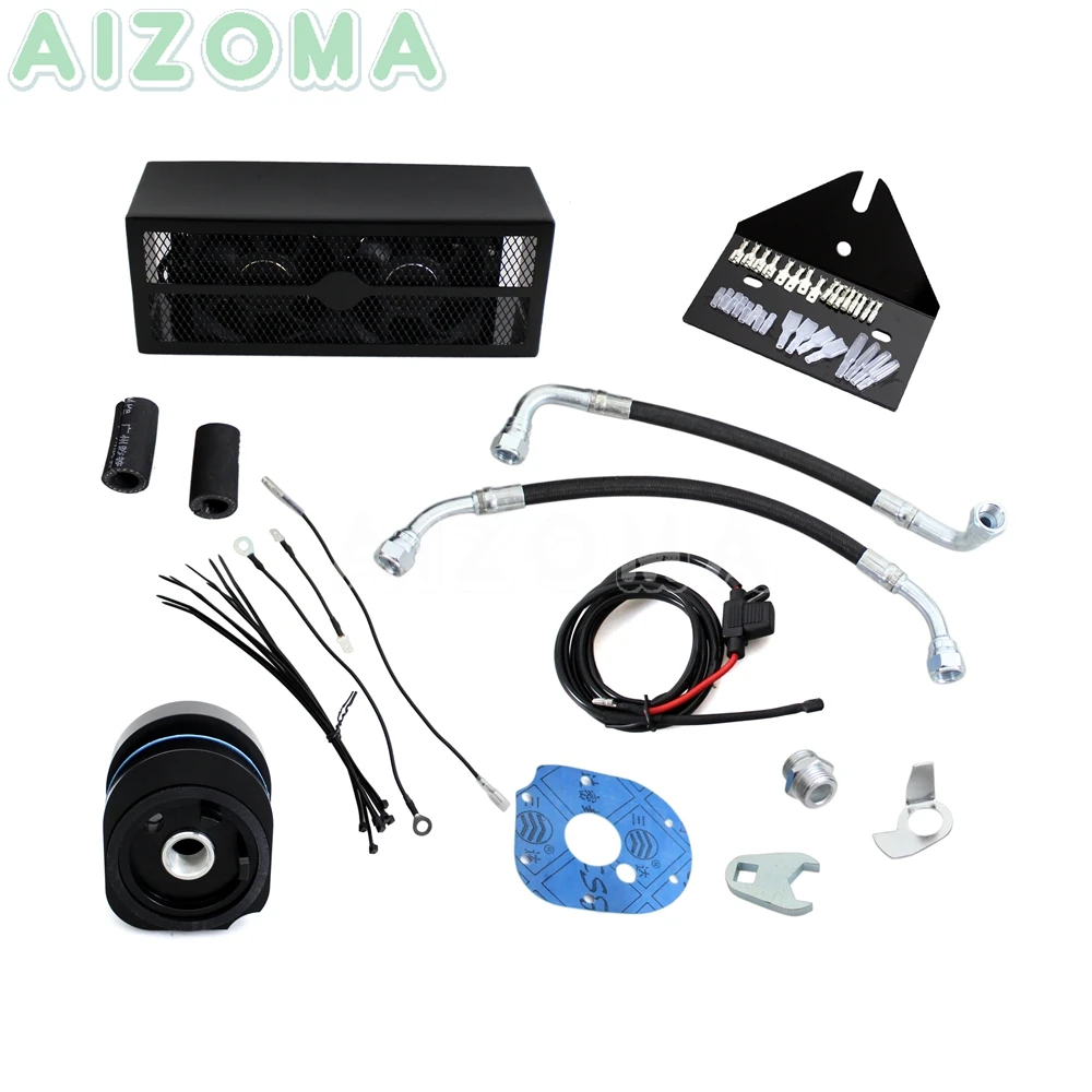 

Motorcycle Reefer Oil Cooler Fan Cooling System Black Engine Oil Cooler Kit For Harley Dyna Super Glide FXDX FXDB FXD 1993-2017