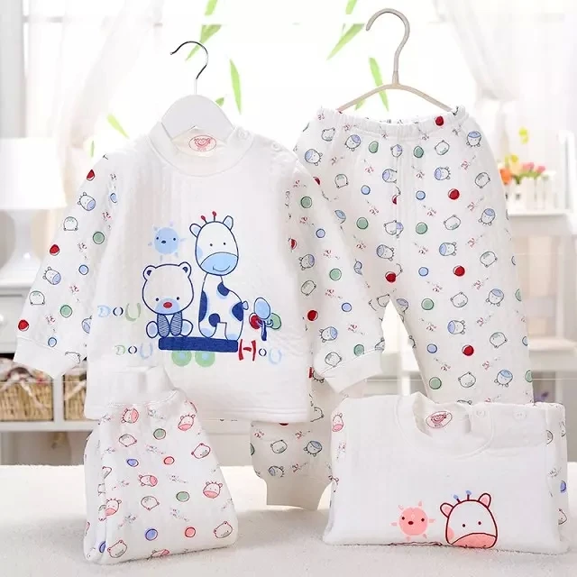 

2pcs/set Newborn Baby 0-6M warm Clothing Set Baby Boy/Girl Clothes 100% Cotton Underwear winter coat pants