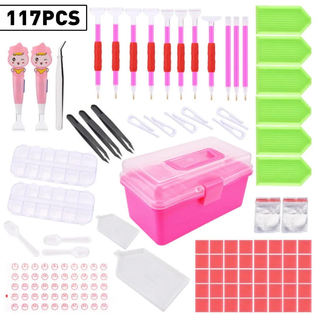 117pcs/set Handmade Diamond Painting Tools Accessories DIY Diamond Painting Cross Stitch Embroidery Pen Tweezers Tools