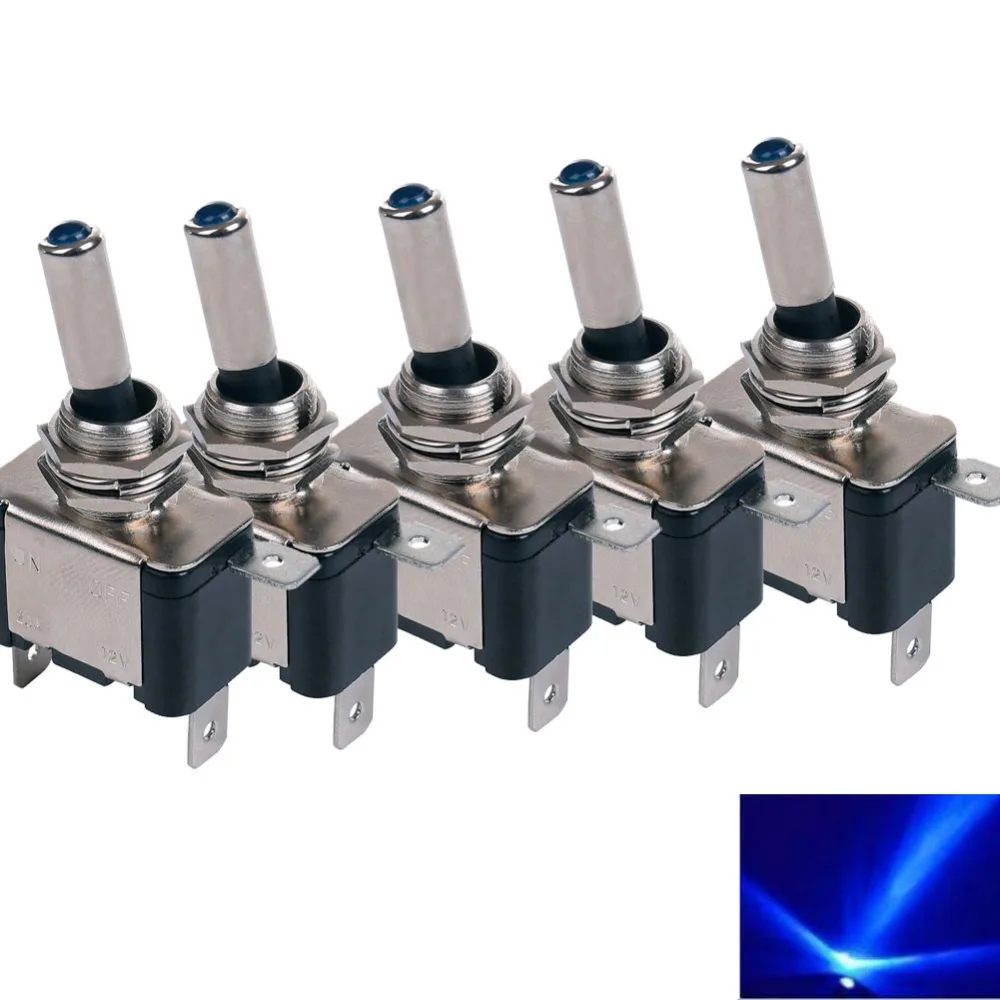 12V 20A Rocker Toggle Switch SPST ON/OFF Blue Red Green LED Light Car