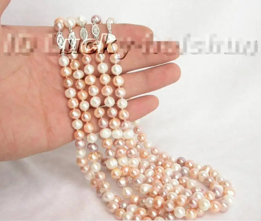 

Hot sale new Style >>>>>wholesale 5piece 9mm Multi-color pearls necklace 17