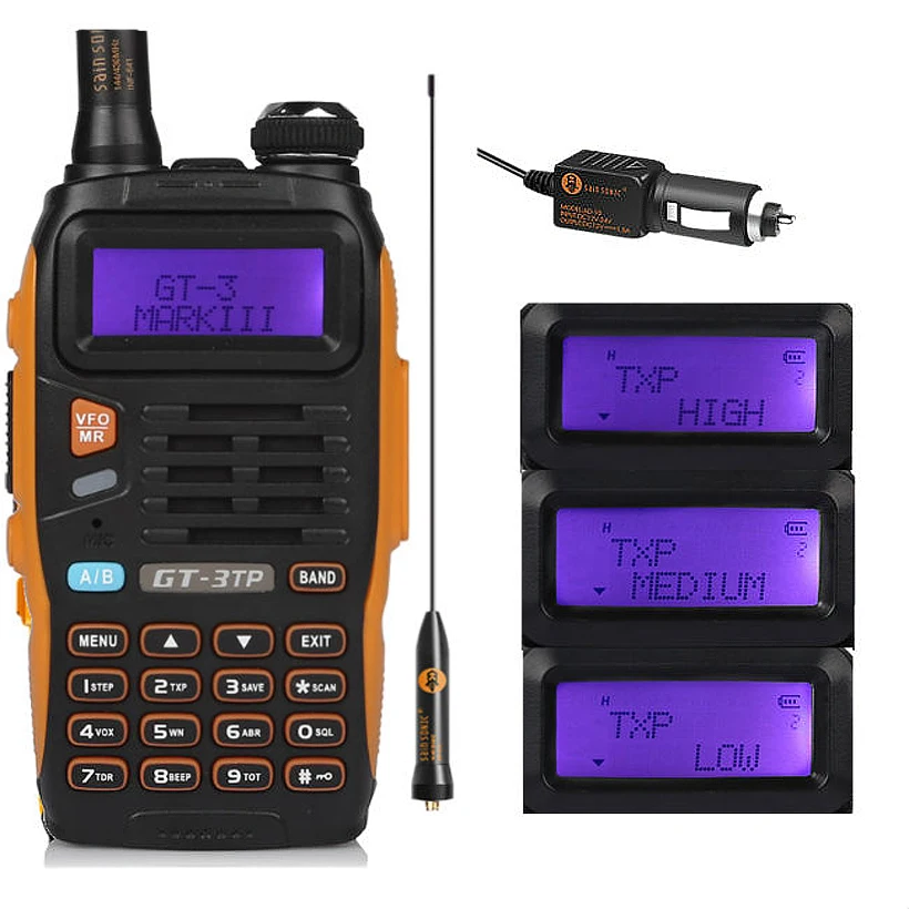 imágenes para Baofeng GT-3TP MarkIII TP 1/4/8 Vatios de Alta Potencia de Doble Banda 136-174/400-520 MHz Jamón Radio de Dos vías Walkie Talkie con Cargador de Coche imágenes para Baofeng GT-3TP MarkIII TP 1/4/8 Vatios de Alta Potencia de Doble Banda 136-174/400-520 MHz Jamón Radio de Dos vías Walkie Talkie con Cargador de Coche