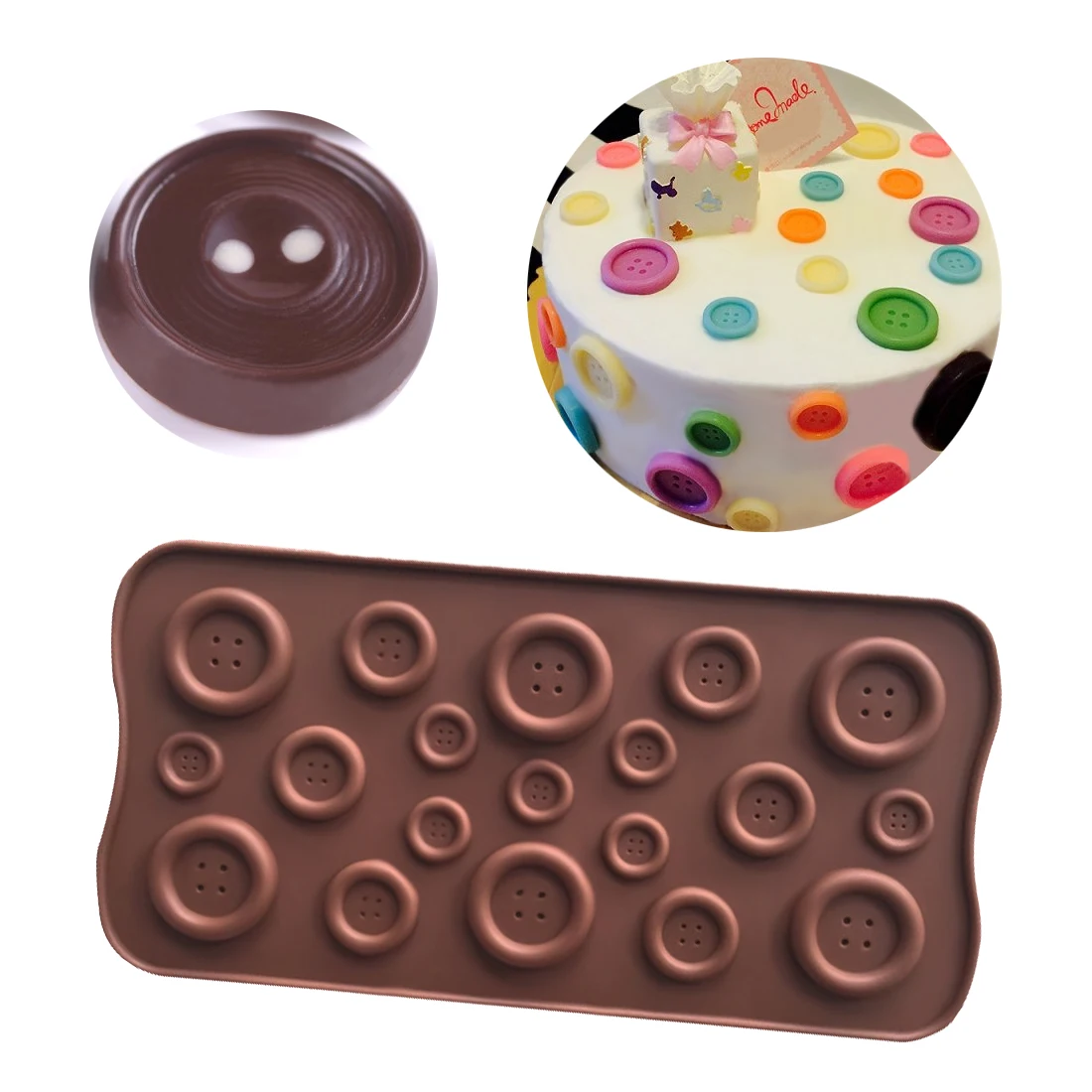 

Multi-size Button Form Chocolate Mold Buscuit Candy Bar Fondant Silicone Molds for Cake Decorating DIY Baking Tools for Cakes