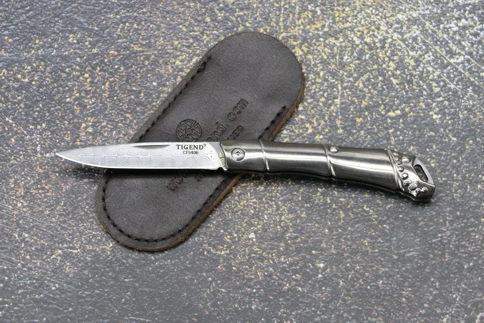 TIGEND CF5406 карманный нож из дамасской стали карманный складной нож бамбук титановая ручка Открытый Кемпинг портативный нож EDC инструмент