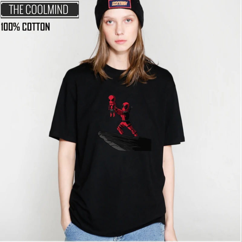 COOLMIND QI0316B, хлопок, короткий рукав, Круглый ворот, Забавный принт, женская футболка, повседневная, летняя, свободная, женская, негабаритная футболка