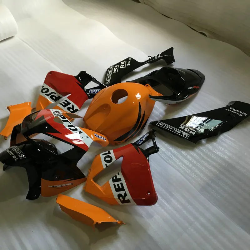 Красный оранжевый черный обтекатель комплект для HONDA CBR600RR 05 06 CBR 600RR F5 2005 2006 CBR600 антиблокировочная система, мотоциклетные Обтекатели+ 7 подарки HX03