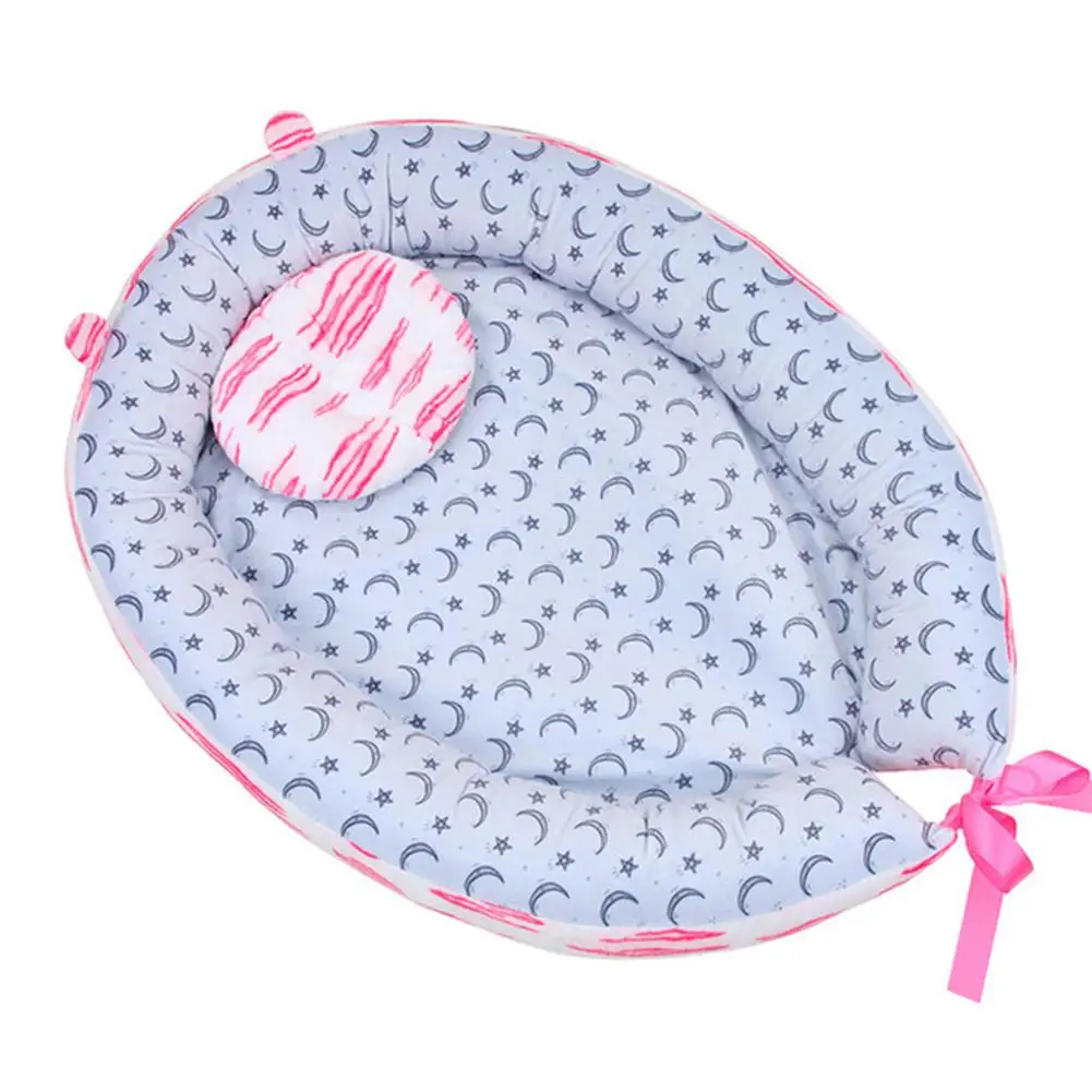 Kidlove портативная плюшевая спальная кровать с забором подушка для младенцев малышей домашнее снаряжение для путешествий - Цвет: Pink moon