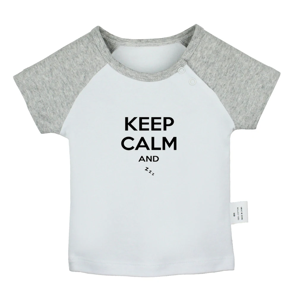 Keep Calm And Love Me carry one sleep zzz/розовые дизайнерские футболки для новорожденных футболки с короткими рукавами с графическим рисунком реглан для малышей