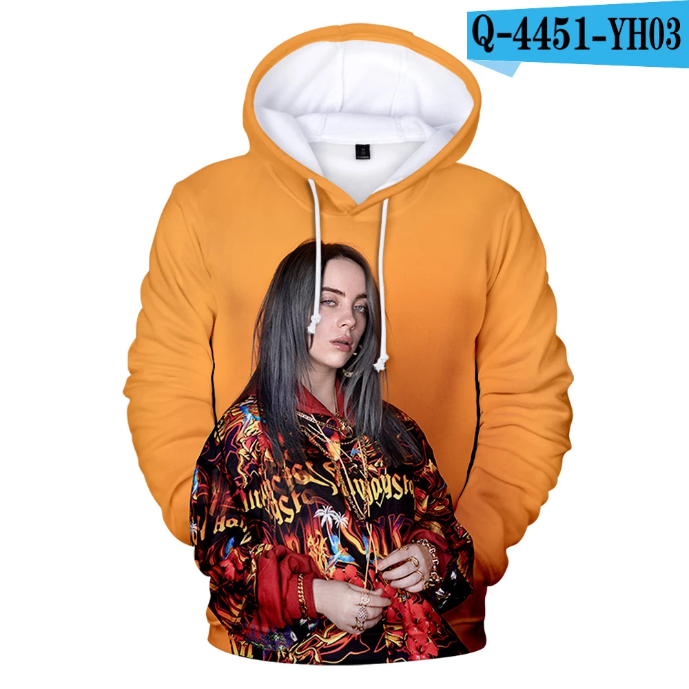 3D Billie Eilish 3D толстовки женские мужские Модные осенние Harajuku Billie Eilish 3D принт женские толстовки и толстовки желтый 4XL - Цвет: 3D