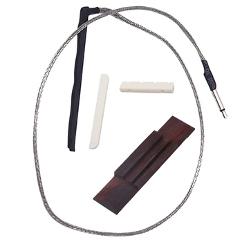 

4 String Rosewood Bridge+Saddle Nut Set+Transducer Piezo Pickup for Ukulele