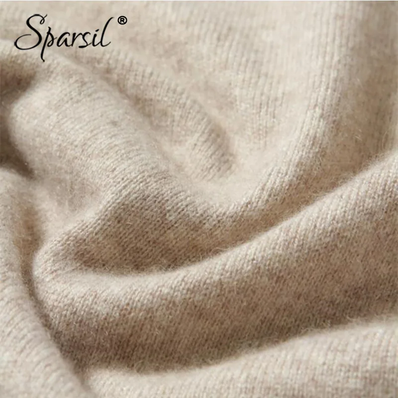 Sparsil Women Spring V Neck Cashmere Sweater Batwing Sleeve Solid Color Knitted Pulloves Fashion Soft Wool Knitwear Plus Size