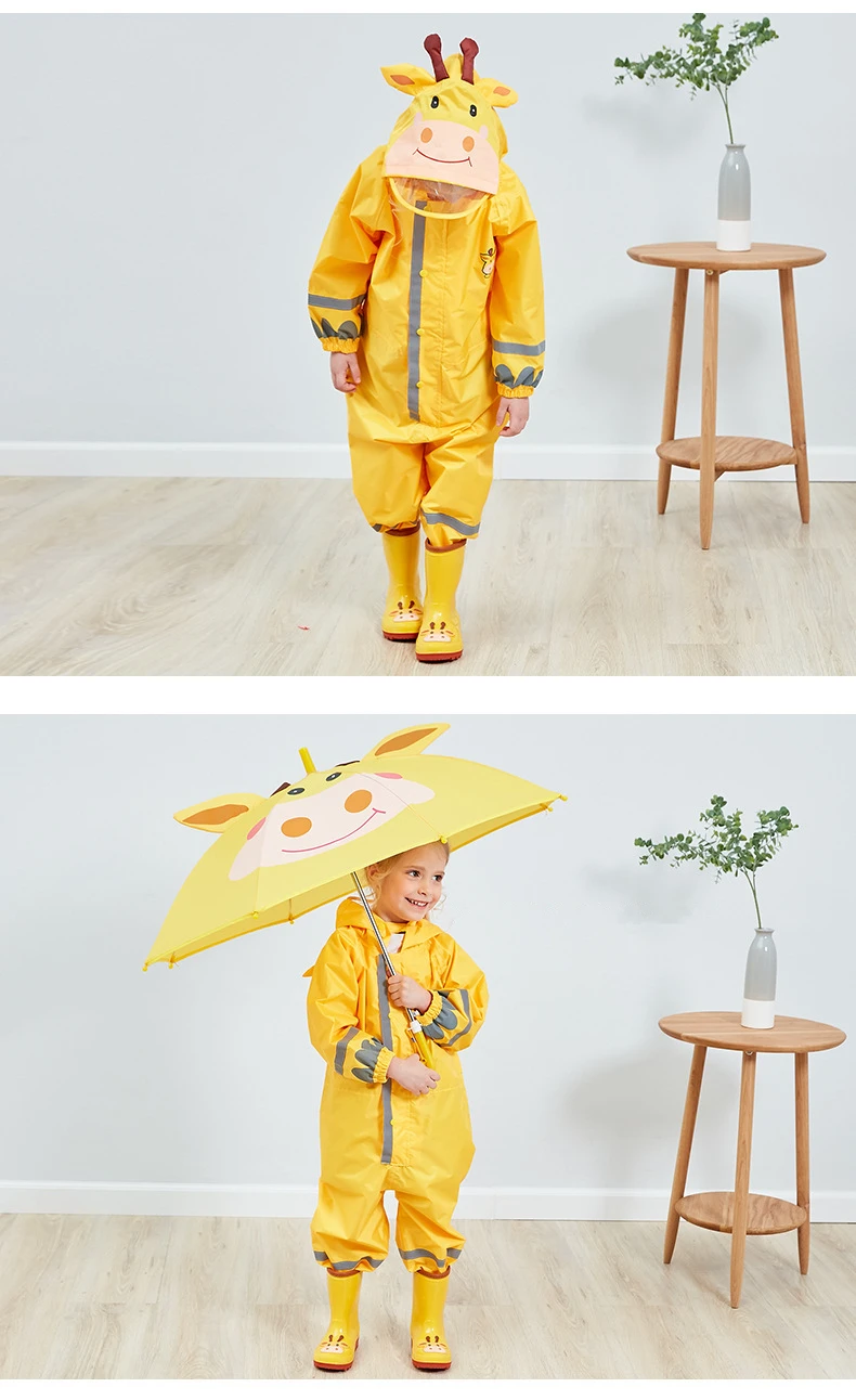Детский плащ-дождевик с изображением жирафа; Детский комбинезон; одежда для дождливой погоды для маленьких мальчиков и девочек; водонепроницаемый дождевик и брюки-дождевики; Детский костюм; пончо