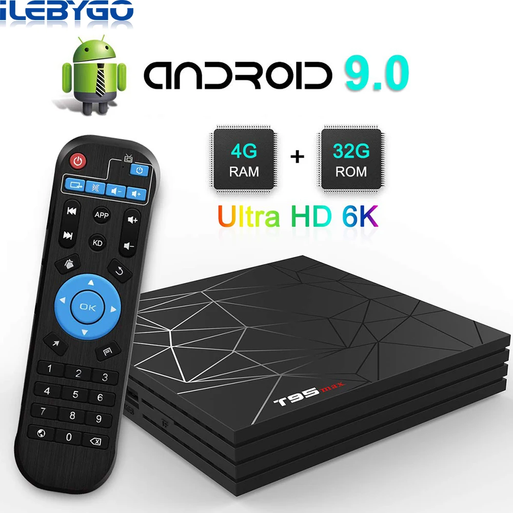 ILebygo T95 MAX Android 9 0 Smart ТВ BOX Allwinner H6 4 ядра Гб Оперативная память 64 Встроенная H.265 HD 2 4G Wi