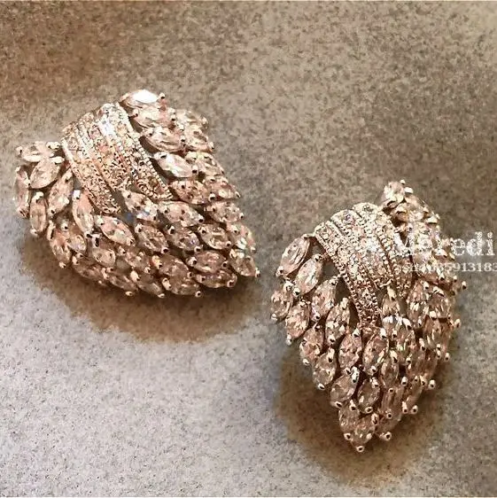 High quality ! jewelry leaves zircon stud earring earrings dinner ultimate luxuryearrings moon