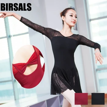 

Adult lace long sleeve burgundy skirted ballet leotards women ballerina prfessional ballet lyrical dress for girls CS0232