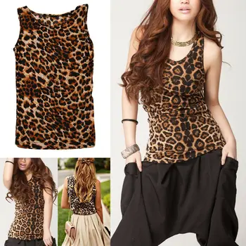 

New Arrival Women Summer Leopard Print Vest Top Sleeveless Chiffon Casual Tank Tops 2019 Hot