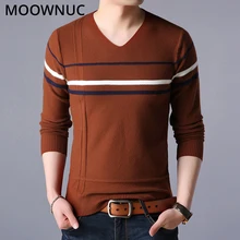 Модные свитера зимний мужской пуловер умный Повседневный осенний Homme тонкий сохраняющий тепло мужские свитера джемпер с v-образным вырезом MOOWNUC MWC