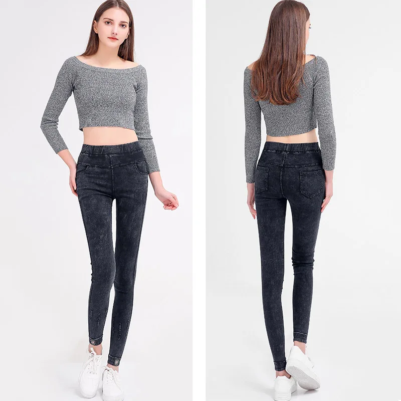 Ms. Spring and Autumn Wear Slim Slim High Waist Leggings Waist Hips Simple Solid Color Cropped Pants Ms. Spring and Autumn Wear Slim Slim High Waist Leggings Waist Hips Simple Solid Color Cropped Pants