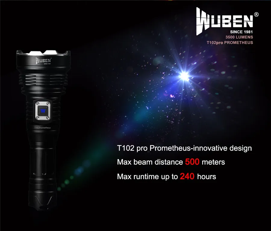 Wubne T102PRO 3500LM Cree XHP 70 LED flashlights Type C Charging ATR Technology Easy Carry High Power Flashlight (2)