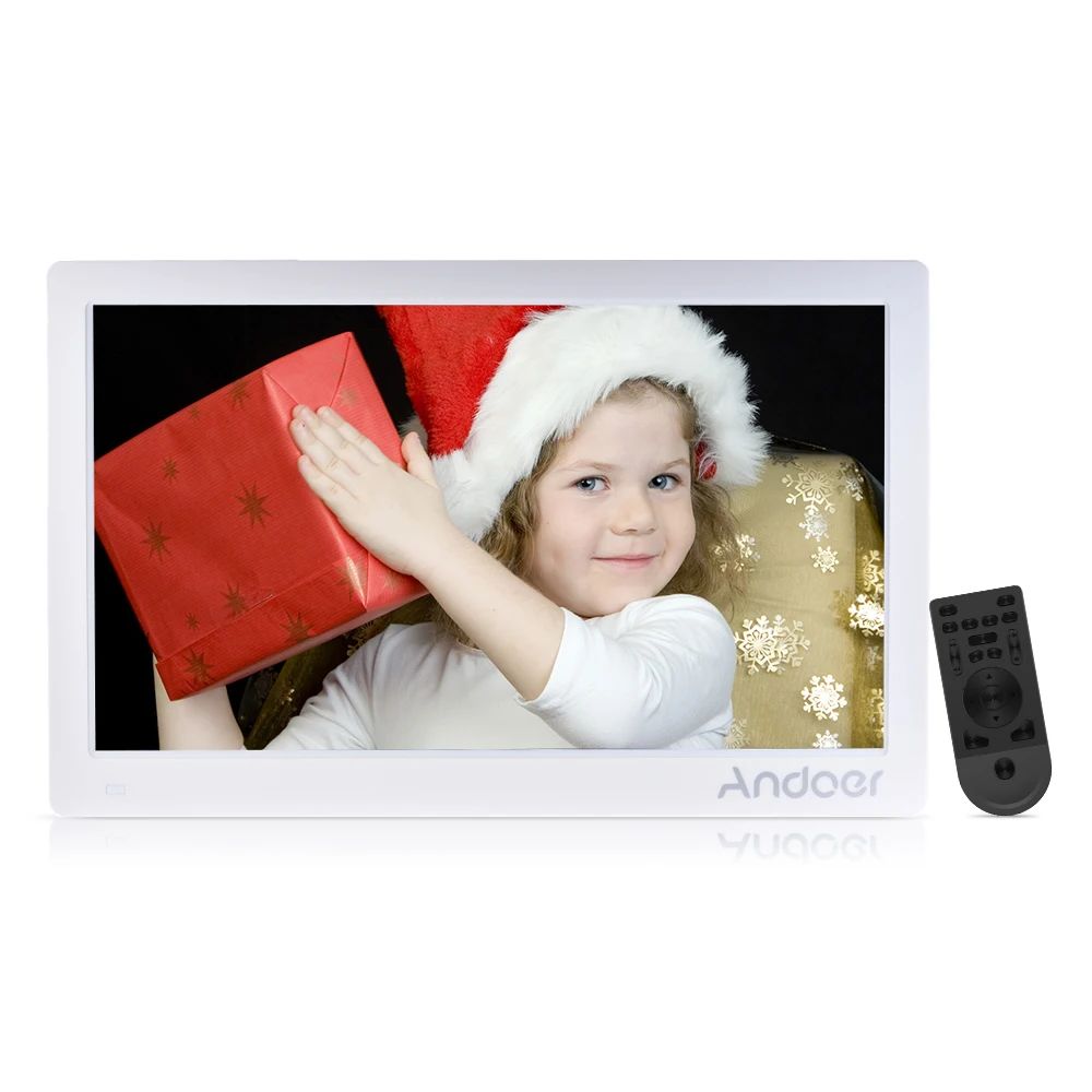 Andoer 15,6 дюймов цифровая фоторамка рекламная машина полный обзор ips экран поддержка игры с дистанционным рождественским подарком - Цвет: Белый
