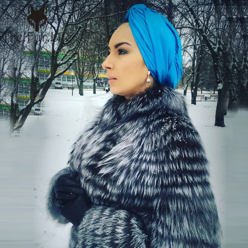 

2018 New Thick Real Silver Fox Fur Coat Long Warm Snow Fox Fur Collar Fox Fur Jackets Wholesale For Ladies