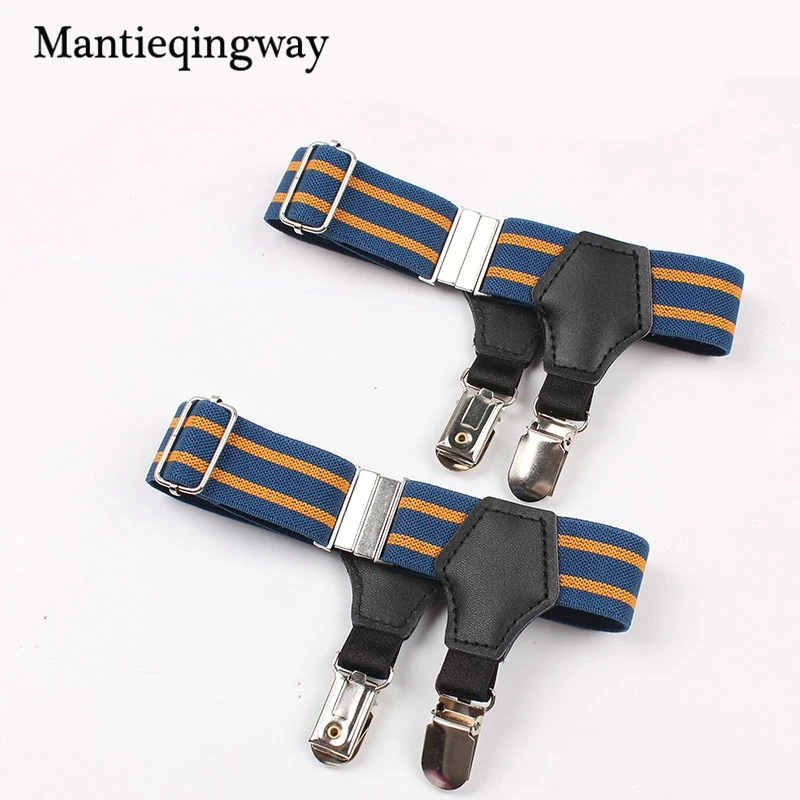 Mantieqingway модные Solid & Striped 2,5 см Регулируемые подтяжки для Для мужчин носок подвязки унисекс водоотталкивающий ремень tirantes Hombre