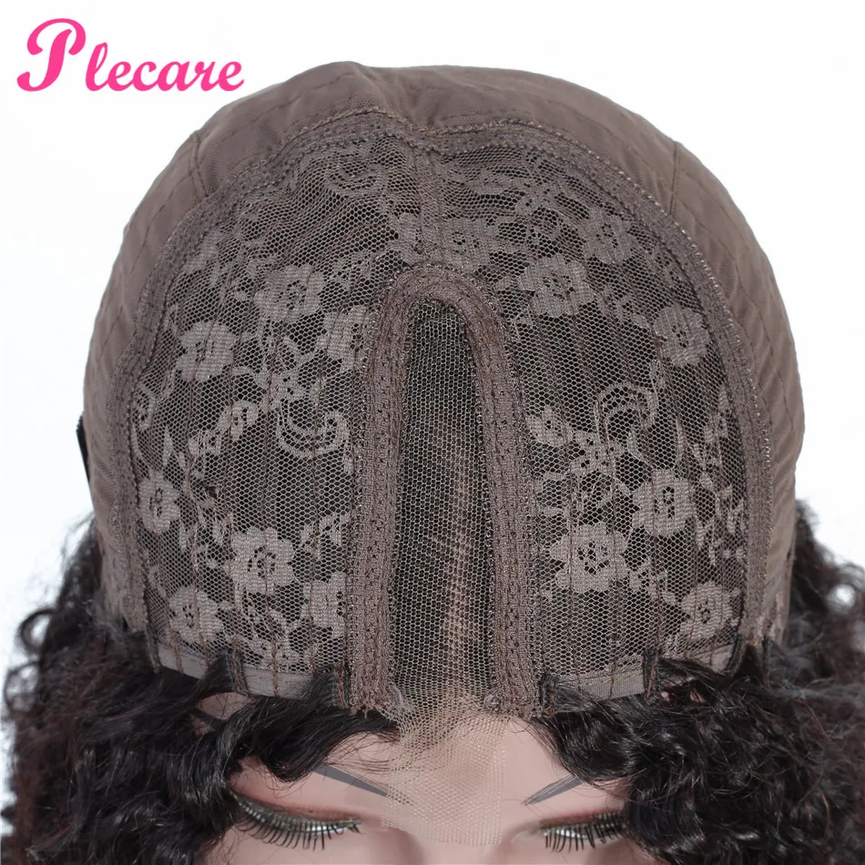 Plecare 4*1 вьющиеся человеческие волосы парик кружева Закрытие человеческих волос парики для черных женщин 8-14 дюймов бразильские не Реми волосы естественного цвета