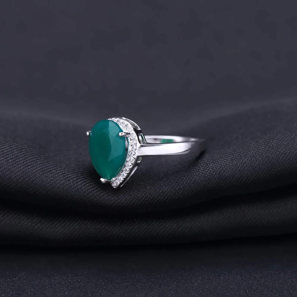 Женское кольцо из серебра 925 пробы с зеленым агатом|fine jewelry|gemstone jewelryjewelry engagement ring |