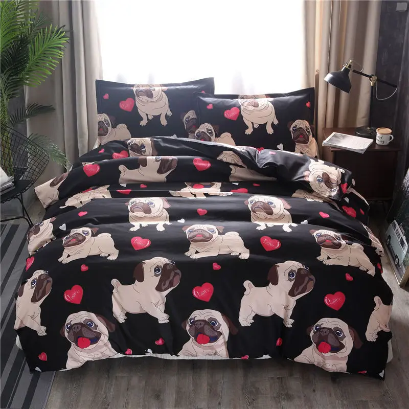 

3D Dog Cartoon Printed Bedding Sets Bohemia Style Duvet Covers with Pillowcases Children Adult Single Queen King 80085