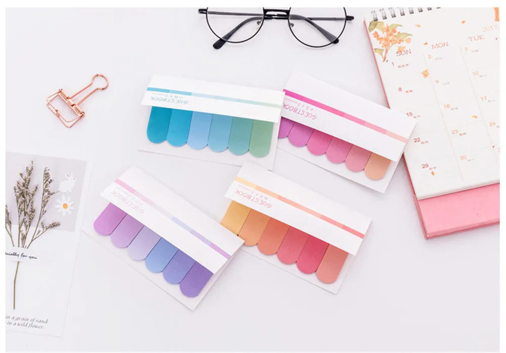 Creative six color gradient post-it notes Office learning Stationery Message Memo Notes N Times Stickers Color Notes Book