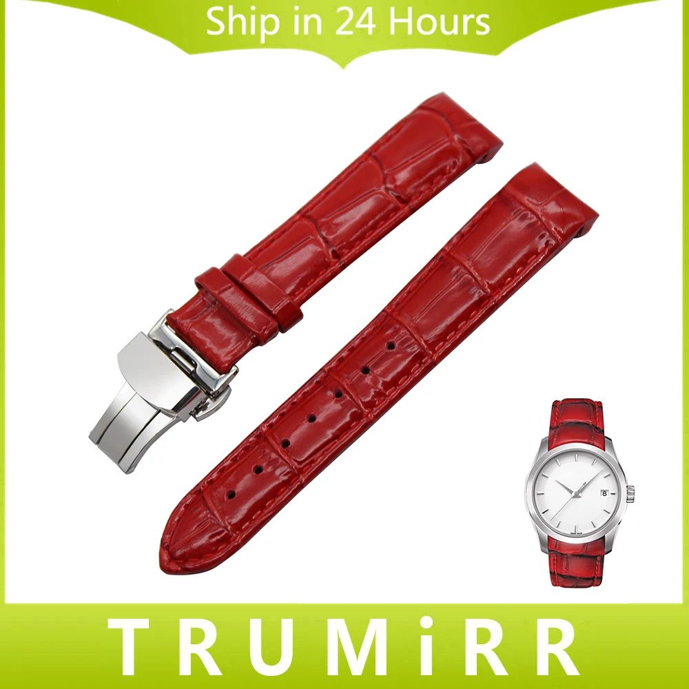 Curved Genuine Leather Watch Band 18mm for Tissot Couturier T035 Lady Strap Butterfly Clasp Wrist Bracelet