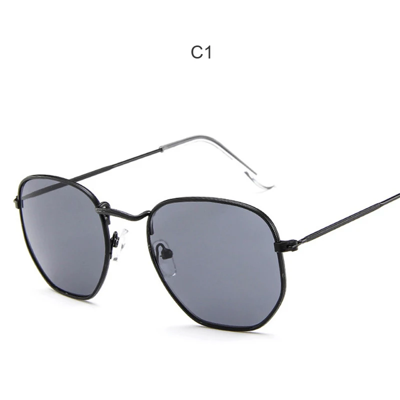 Модные солнцезащитные очки женские брендовые дизайнерские маленькие оправа для очков многогранник прозрачные солнцезащитные очки Мужские Винтажные Солнцезащитные очки Шестигранная металлическая оправа - Цвет линз: LE3548-C1