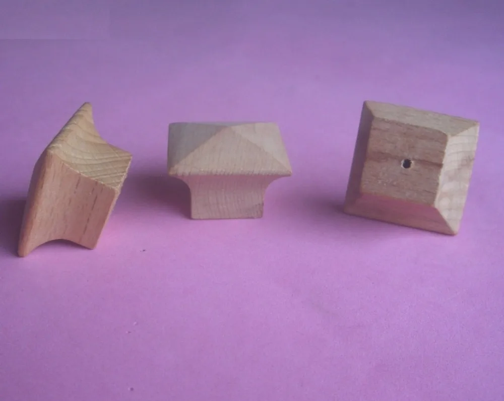 

50PCS/LOT 28*28*H20mm Unpainted Solid Wood Knob Furniture Chest Drawer