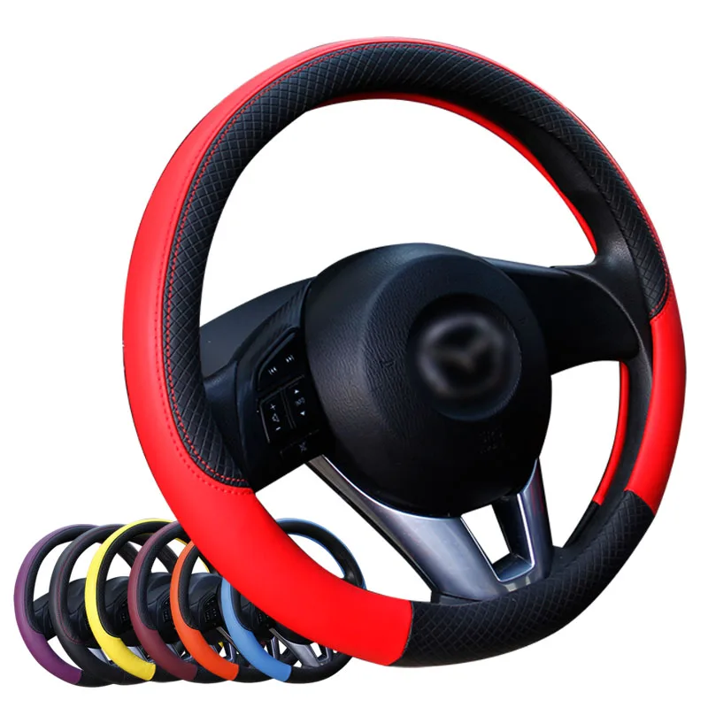 Factory Sale Stering wheel Black leather car steering wheel cover 38cm Wheel Cover Steering wheel covers