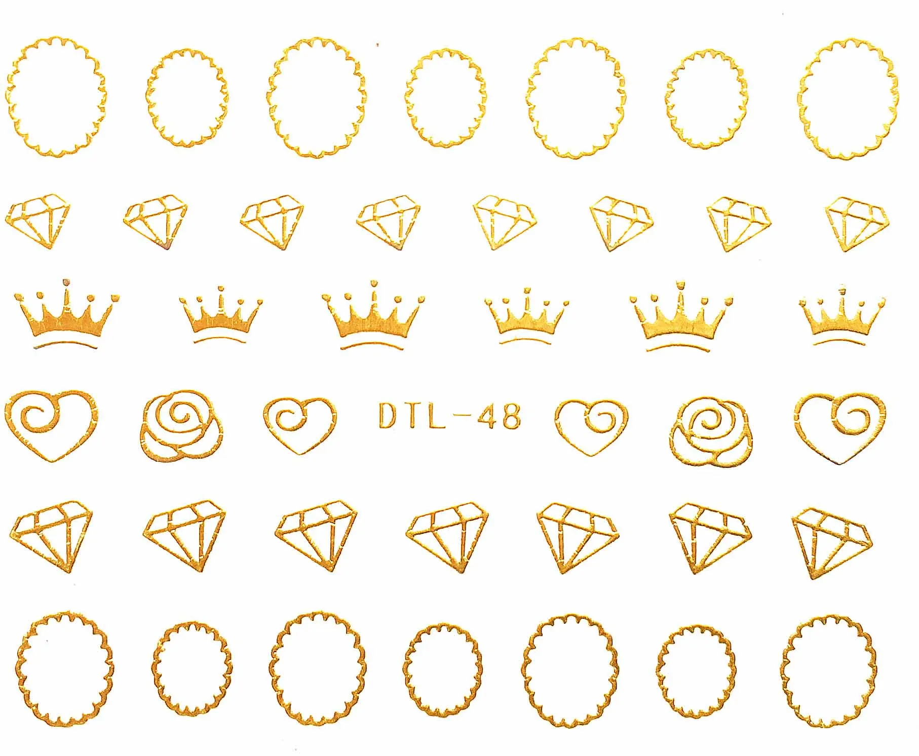 3D золото, дизайн ногтей, маникюр, задний клей, наклейки, украшения, дизайн ногтей, наклейки для ногтей, Типсы, красота - Цвет: DTL048gold