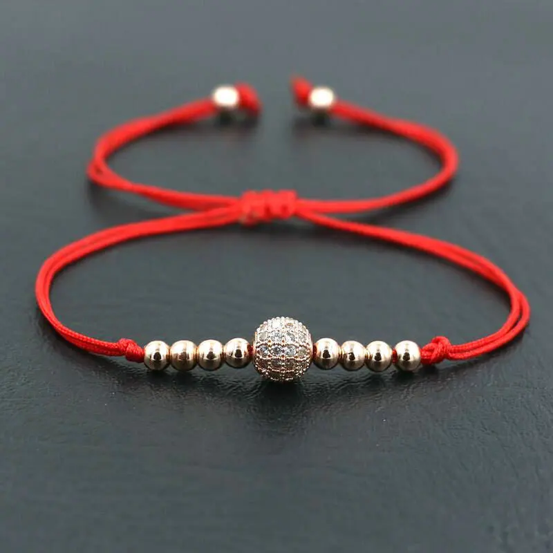 BPPCCR с яркими кристаллами циркониевые Шары Браслет красная нить веревка нитка