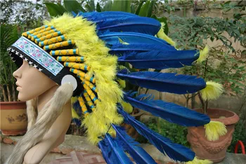 

Royal blue feather Headdress feather headpiece hat feather headband party event costume supply